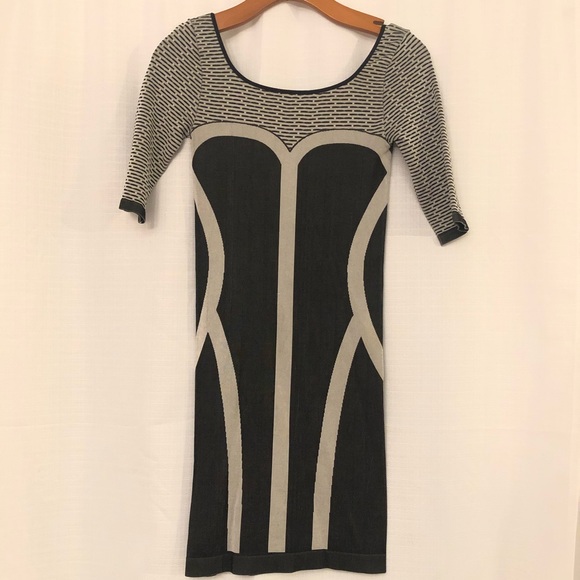 Black and Gray Bebe DRESS - Picture 2 of 6